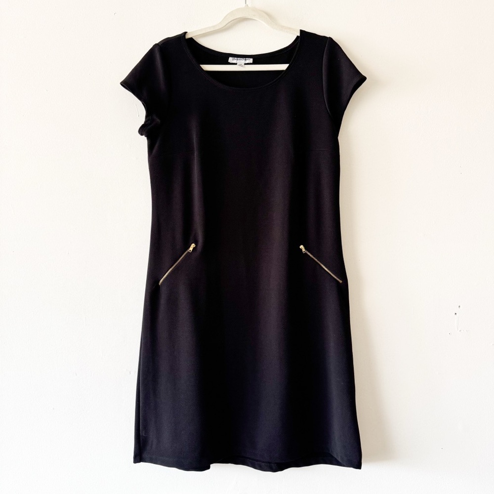 Shelby & Palmer Black‎ Mini Dress with Gold Zippers Size 14